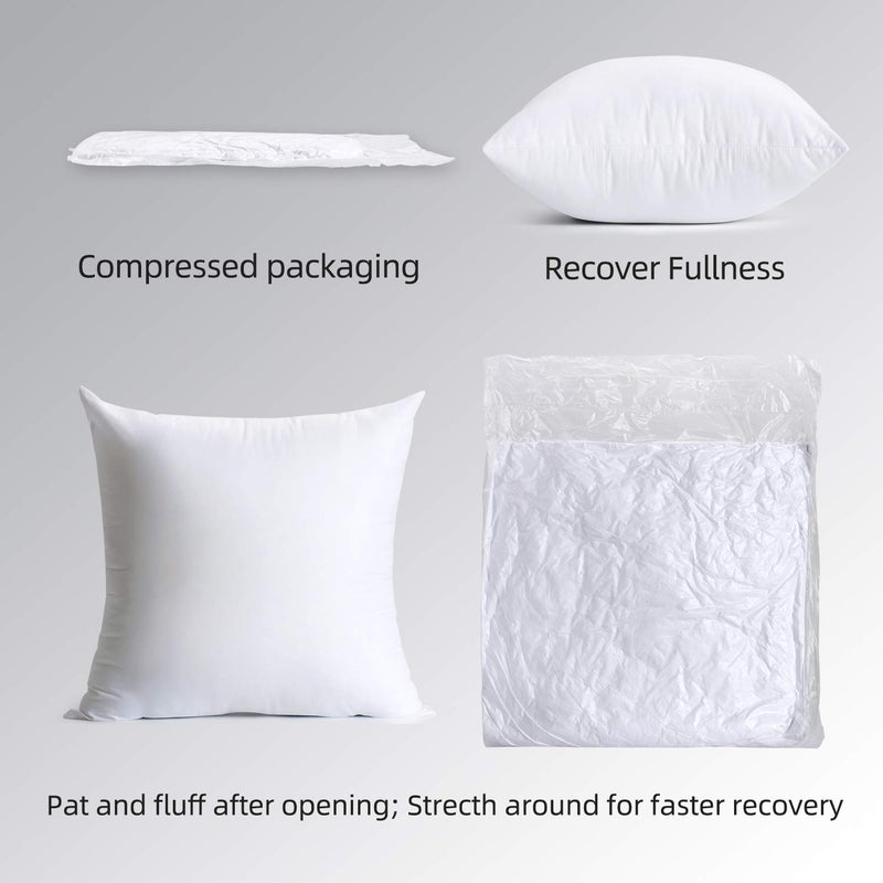 Calibrate Timing 20 x 20 inches Pillow Inserts, Set of 4 Hypoallergenic Brushed Microfiber Liner Down Alternative Filled Square Cushion Throw Pillow - Image 3